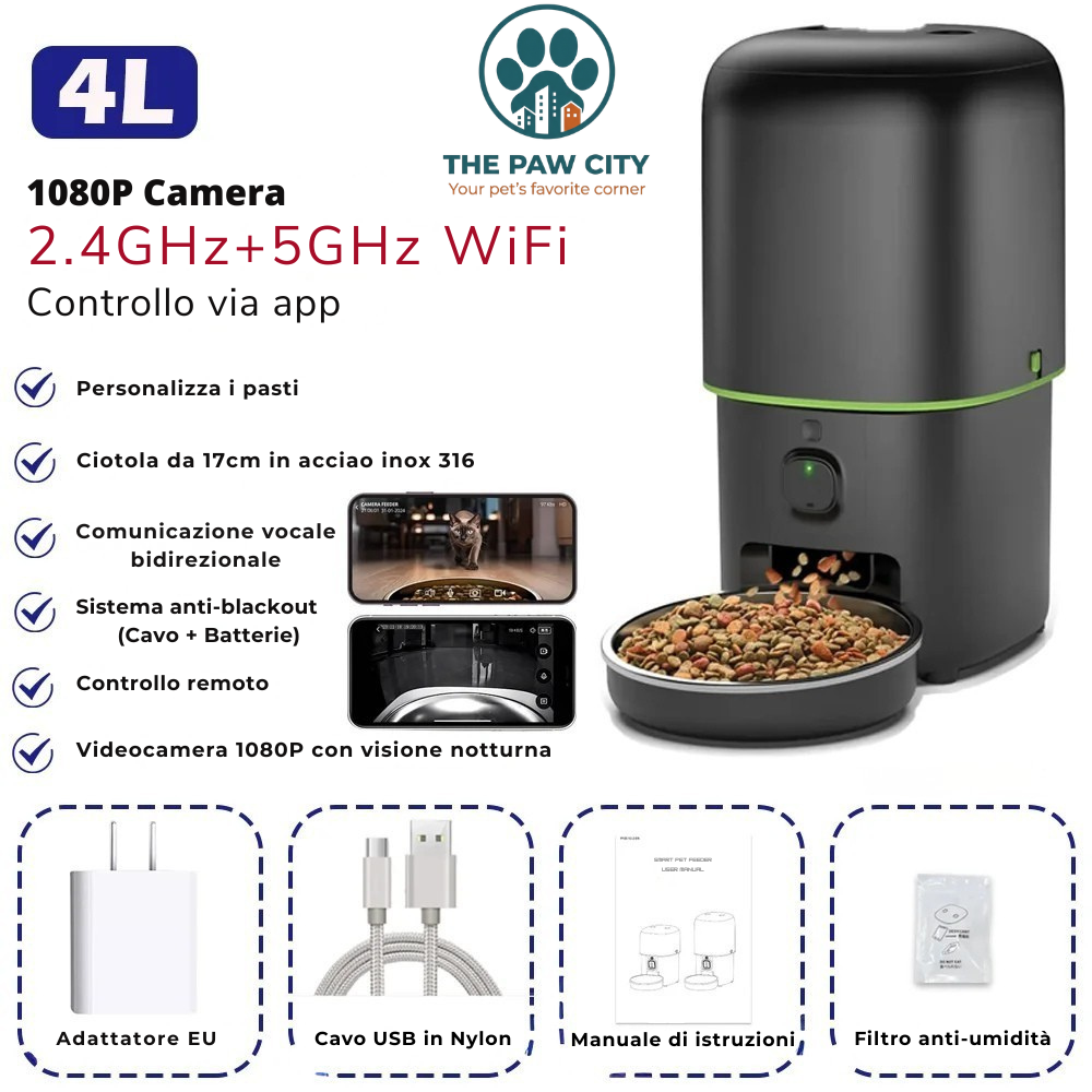 Alimentatore Automatico Smart con Telecamera e WiFi 2.4G/5G