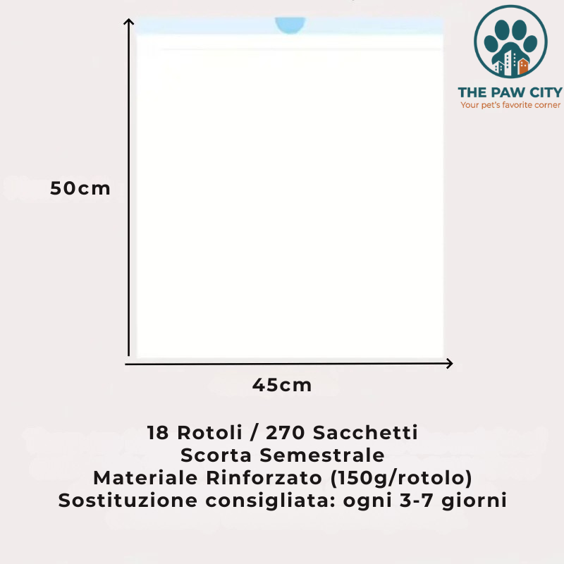 Kit 270 Sacchetti Premium per Lettiera Autopulente Smart Oasis 65L (18 Rotoli)