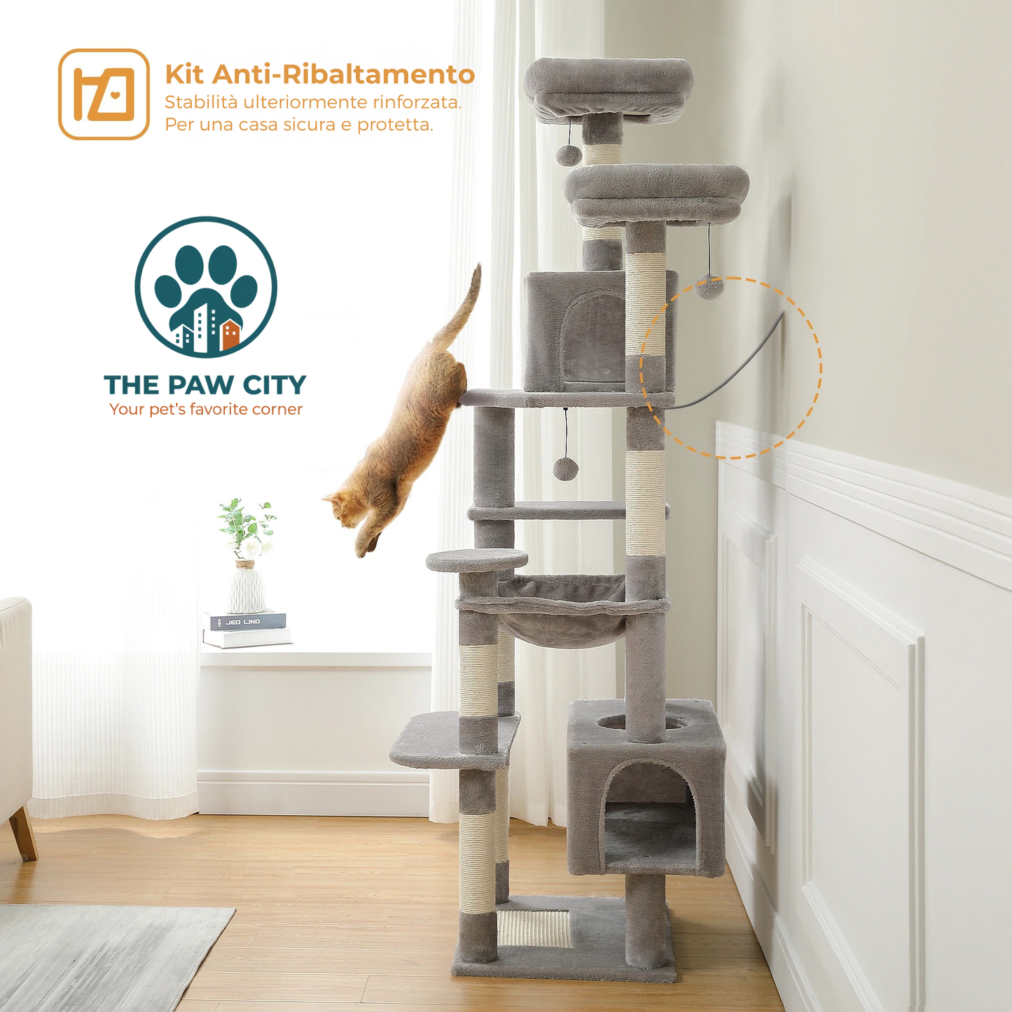 Skyline Cat Tower – Albero Tiragraffi Multi-Livello