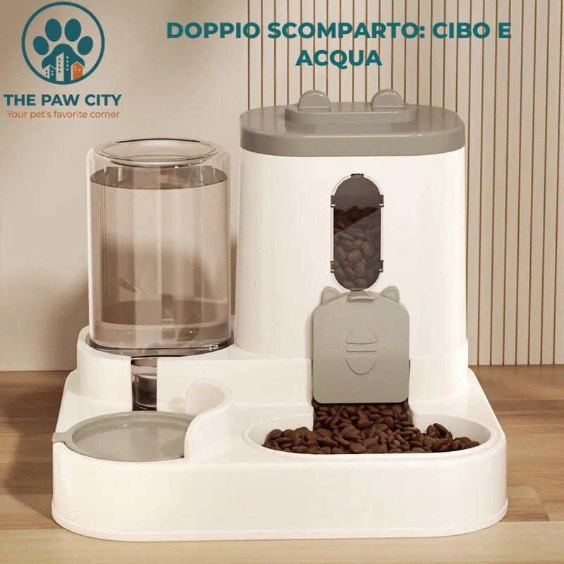 Distributore Automatico 2-in-1 Cibo e Acqua – Sistema a Caduta