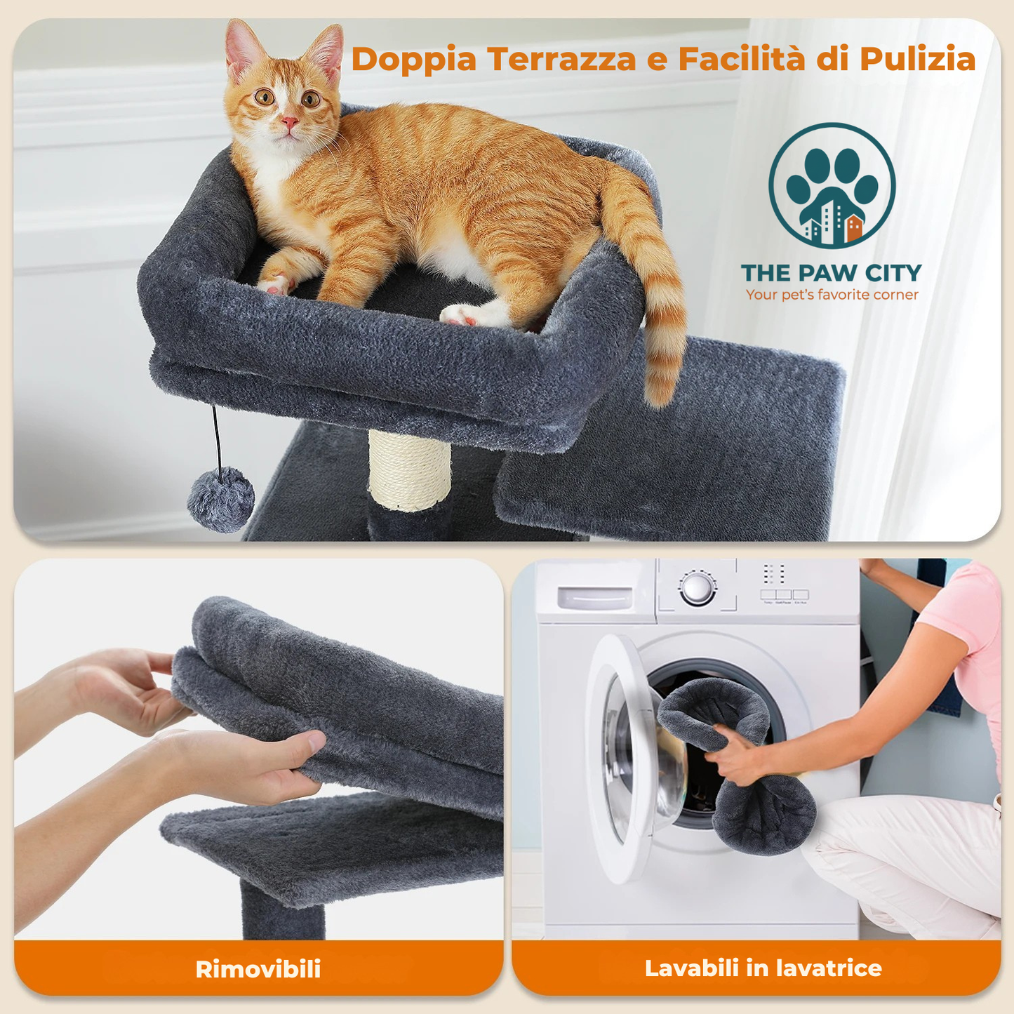 Skyline Cat Tower – Albero Tiragraffi Multi-Livello