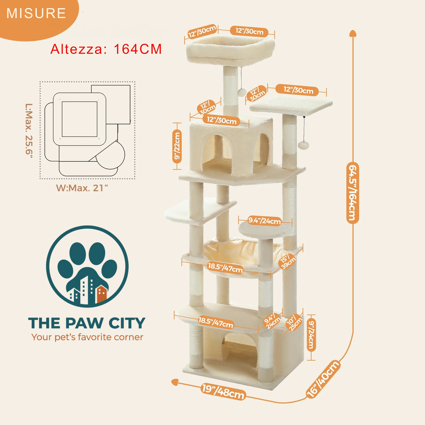 Skyline Cat Tower – Albero Tiragraffi Multi-Livello