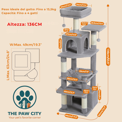 Skyline Cat Tower – Albero Tiragraffi Multi-Livello
