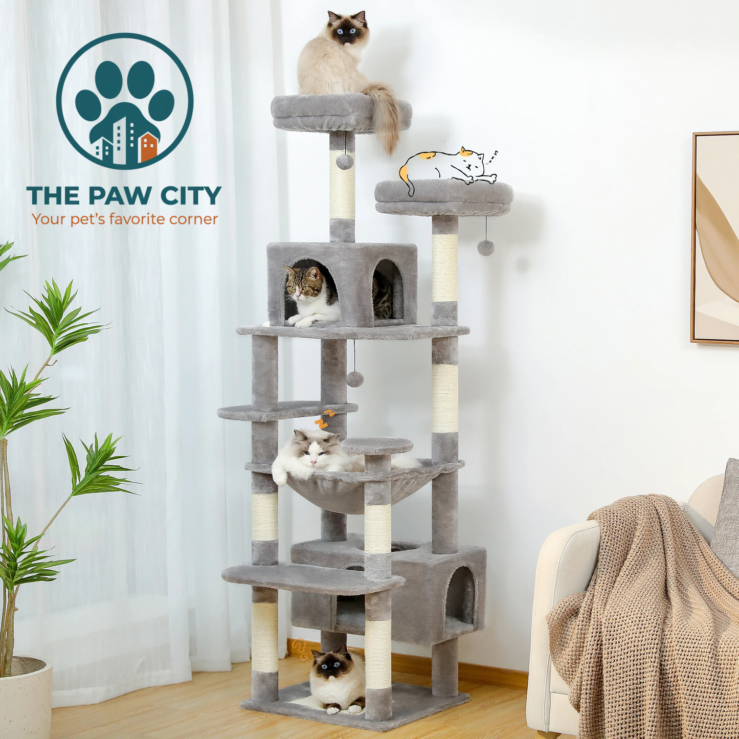 Skyline Cat Tower – Albero Tiragraffi Multi-Livello