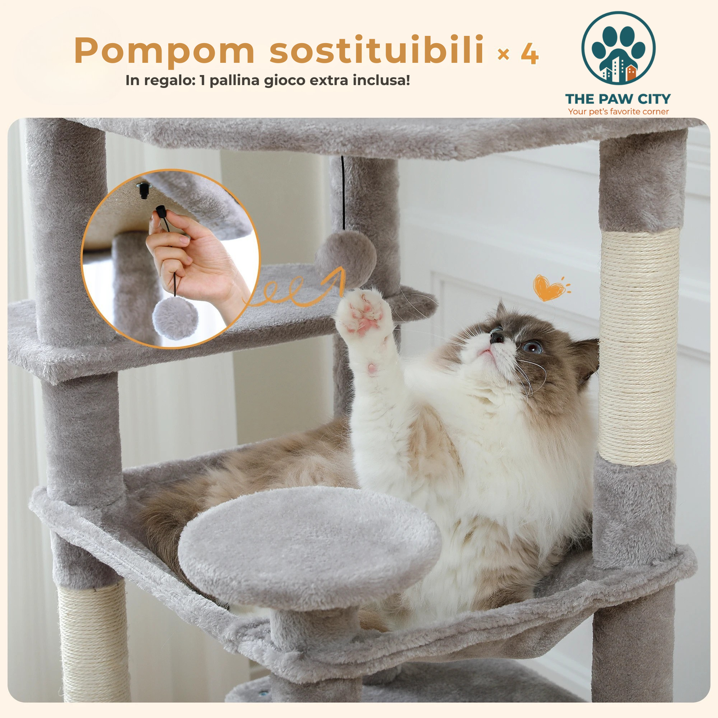 Skyline Cat Tower – Albero Tiragraffi Multi-Livello