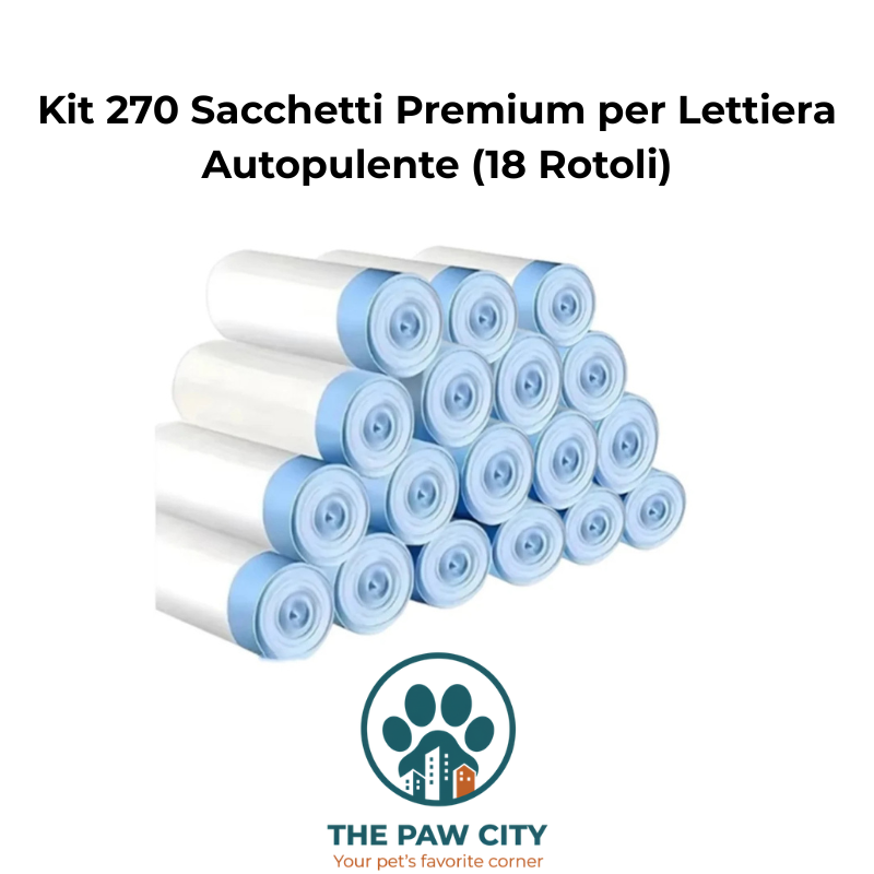 Kit 270 Sacchetti Premium per Lettiera Autopulente Smart Oasis 65L (18 Rotoli)